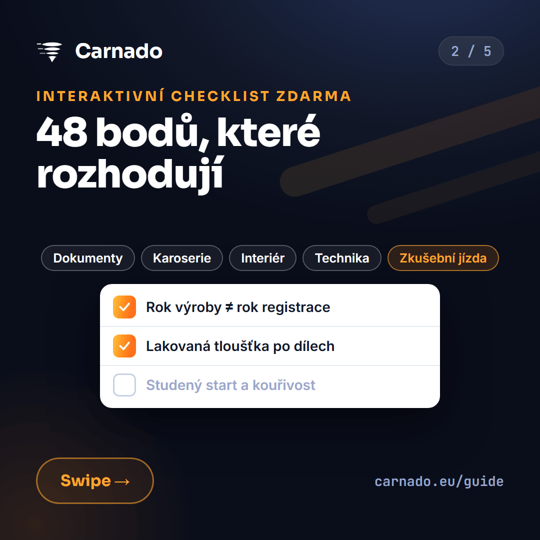 Interaktivní checklist ke koupi ojetiny — karta 2