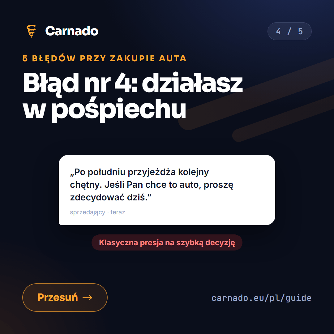 5 błędów przy zakupie używanego auta — karta 4